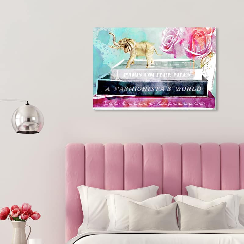 Wynwood Studio Canvas Fashion and Glam Jetsetter Library Blue and Teal Glam Wall Art Canvas Print - 20 x 30