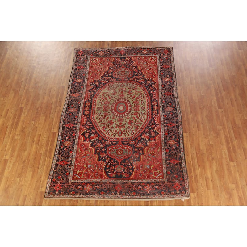 Vegetable Dye Sarouk Farahan Persian Area Rug Hand-Knotted Wool Carpet - 6'10" x 10'5"