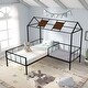 preview thumbnail 1 of 7, Twin Size Sturdy Metal Frame Playhousebed with Seating Area,Easy Sssemble,Exclusive Space for Them During the Playtime. Black