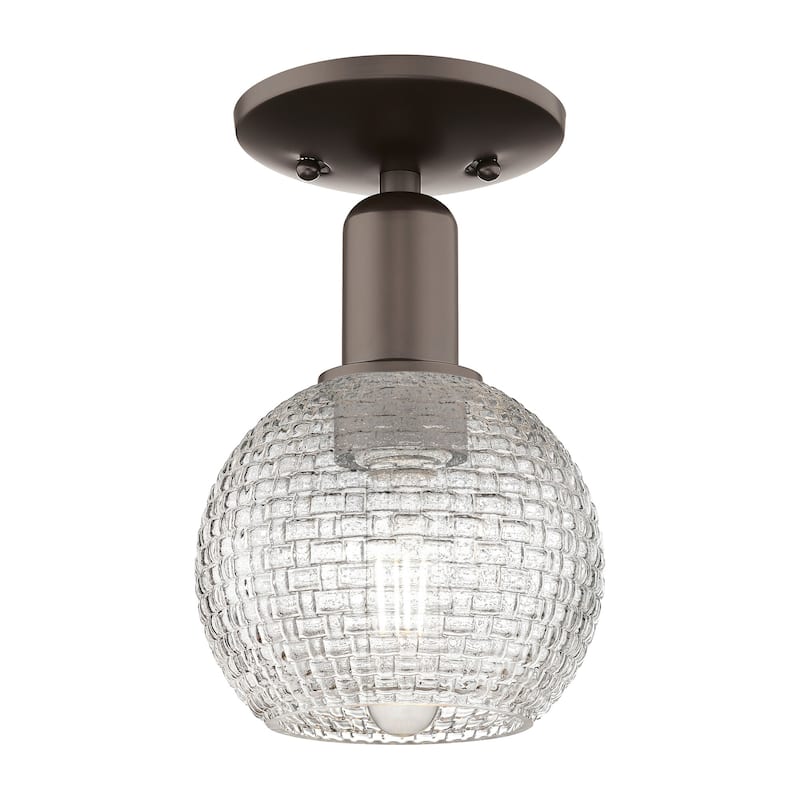 Innovations Lighting 716-1C-10-6 Athens Semi-Flush Athens 6" Wide - Oil Rubbed Bronze / Clear Basketweave