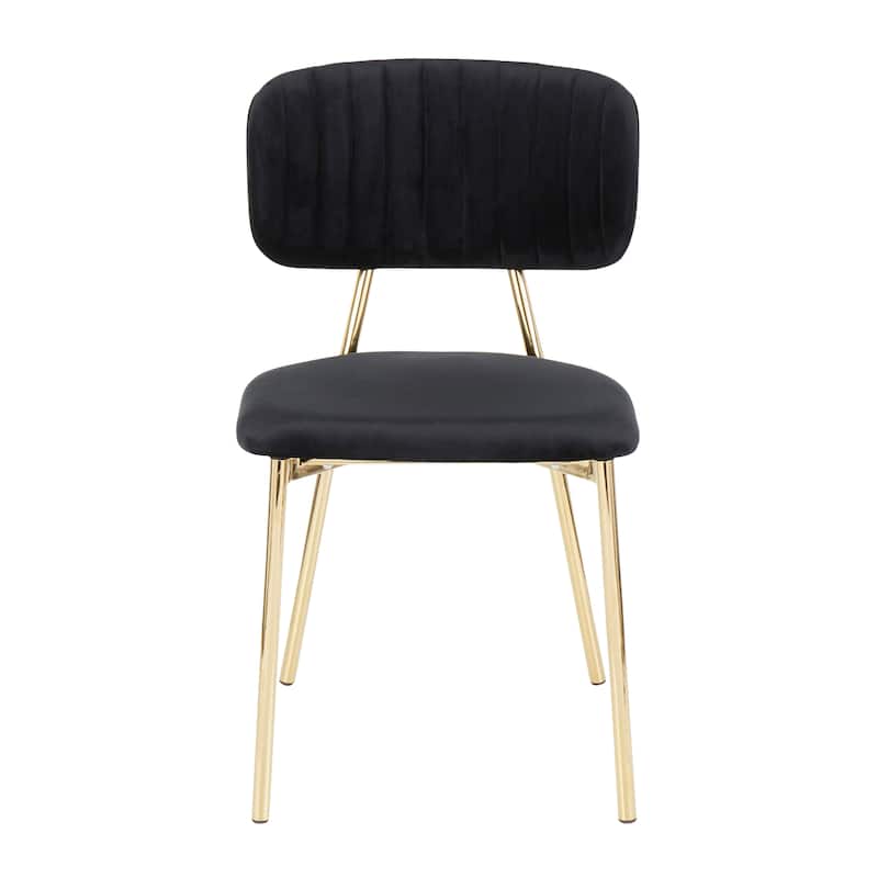 Silver Orchid Fein Gold Glam Velvet Chair (Set of 2) - Black