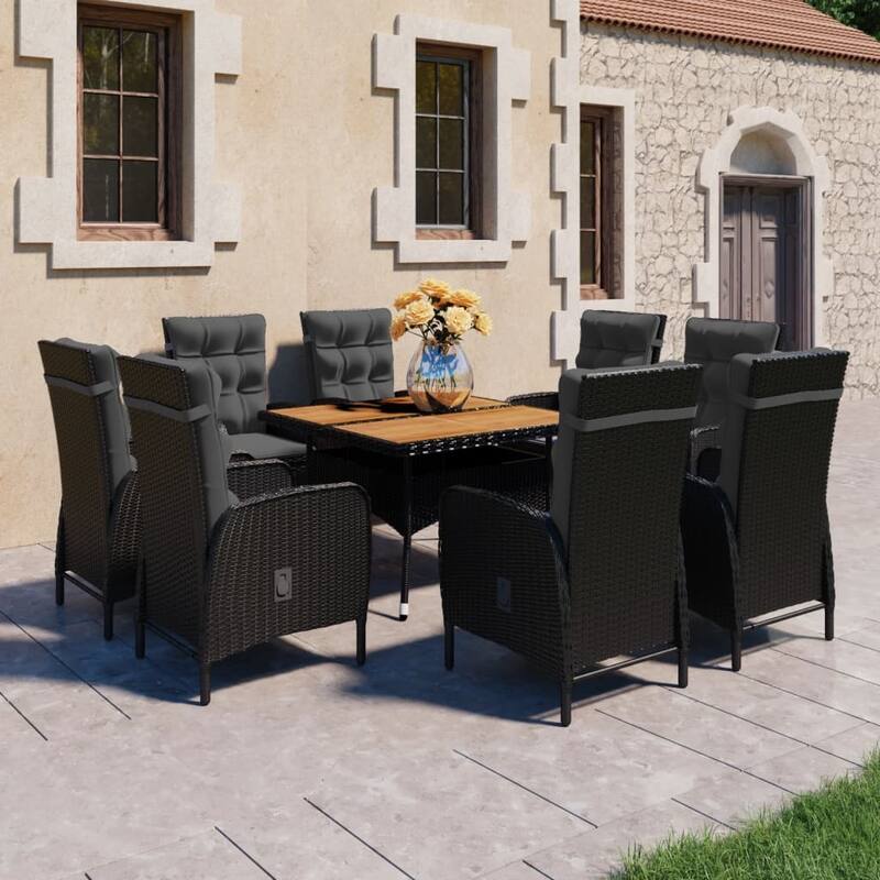 vidaXL Solid Acacia Wood Patio Dining Set 3/5/9 Piece Gray/Gray and Brown