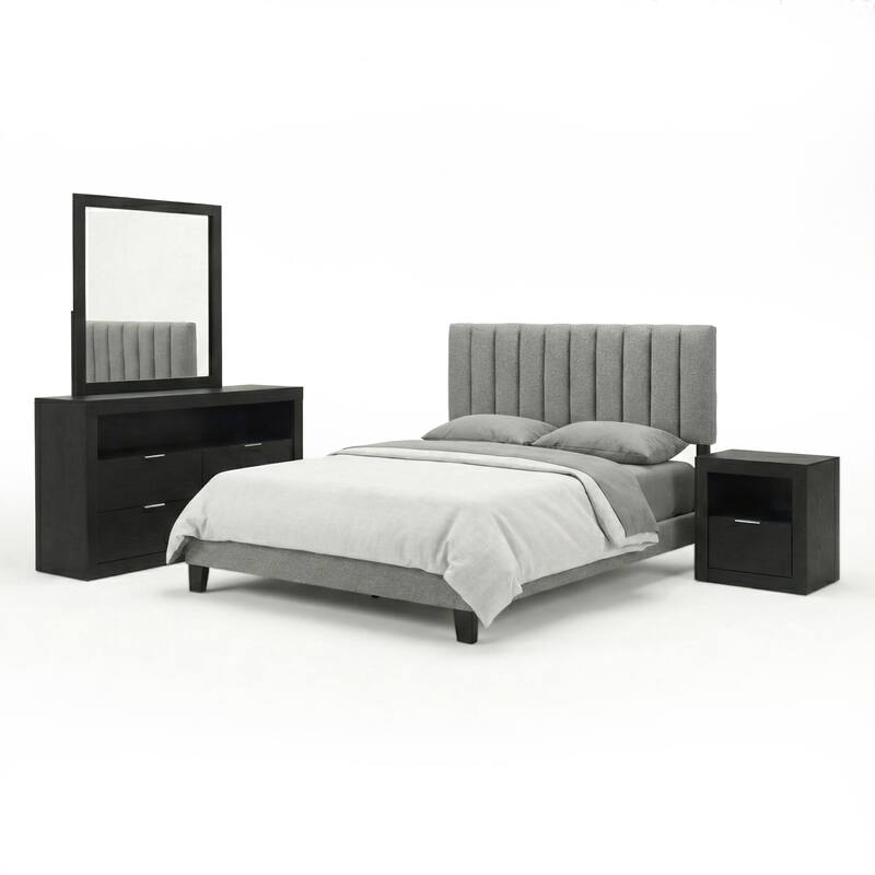 Furniture of America Merro Modern 4-Piece Solid Wood Bedroom Set