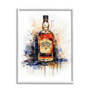 Stupell Good Times Whiskey Bottle Framed Giclee Art Design by Amanda Greenwood