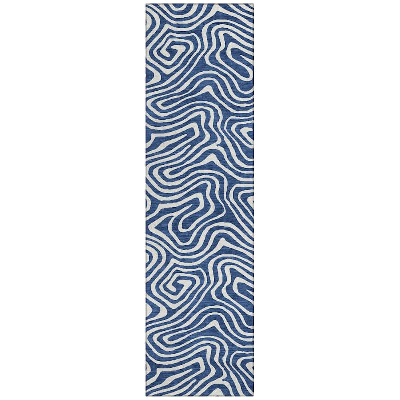 Machine Washable Indoor/ Outdoor Abstract Modern Chantille Rug