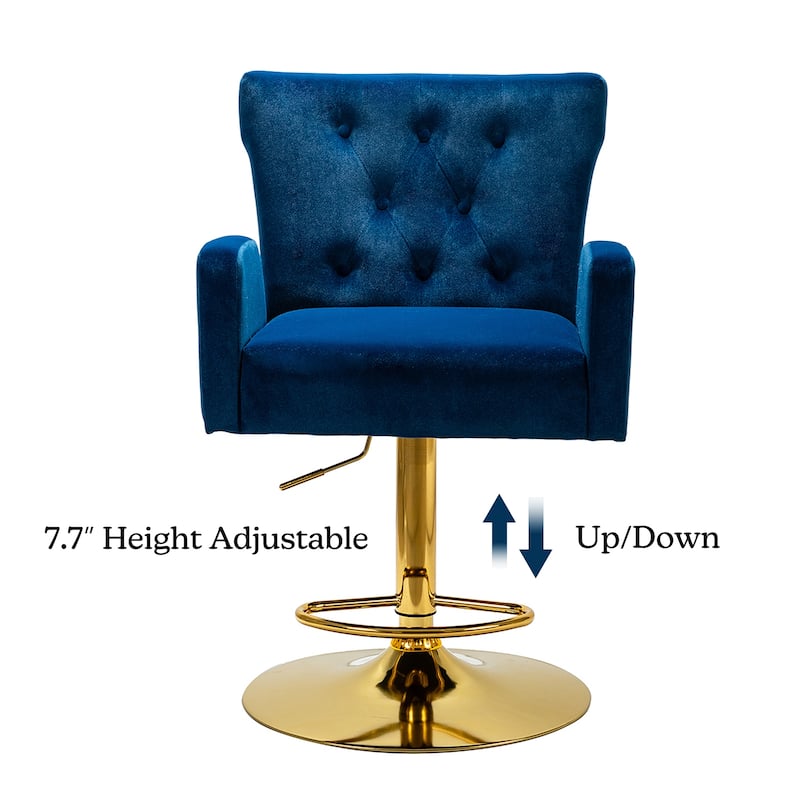 Loreto Modern Tufted Velvet Swivel chair with Adjustable Height Set of 2 by HULALA HOME