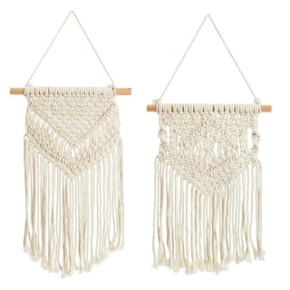 2 Pack Boho Themed Woven Macrame Wall Art, Handing Décor for Home or Nursery, 15 x 10 in