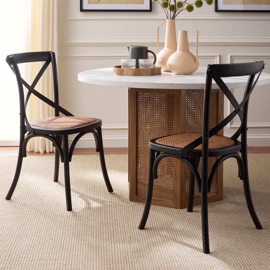 SAFAVIEH Zalya x-Back Antique White Dining Chair (Set of 2) - 20"Wx21"Dx35"H