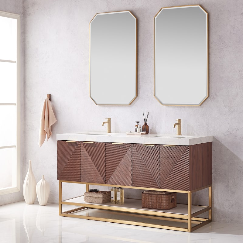 Mahon Double Bath Vanity with Composite Stone Top without Mirror