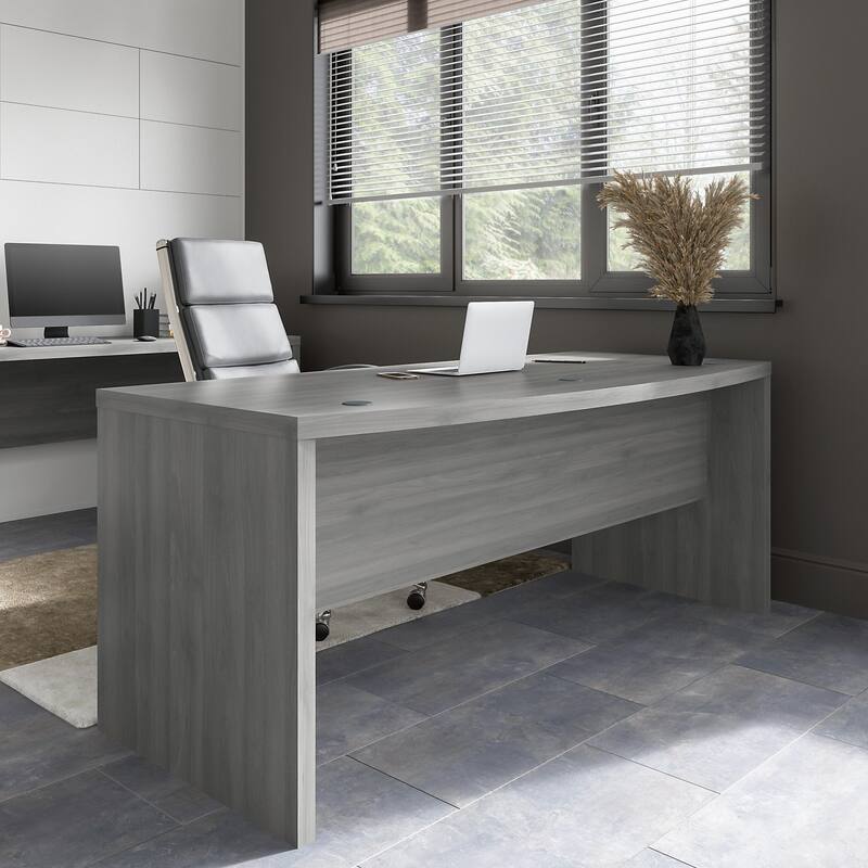 Echo 72W Bow Front Desk by Bush Business Furniture - Modern Gray
