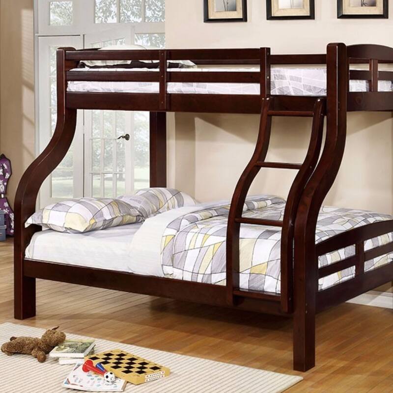 Curved Wood Design Twin/full Bunk Bed, Brown