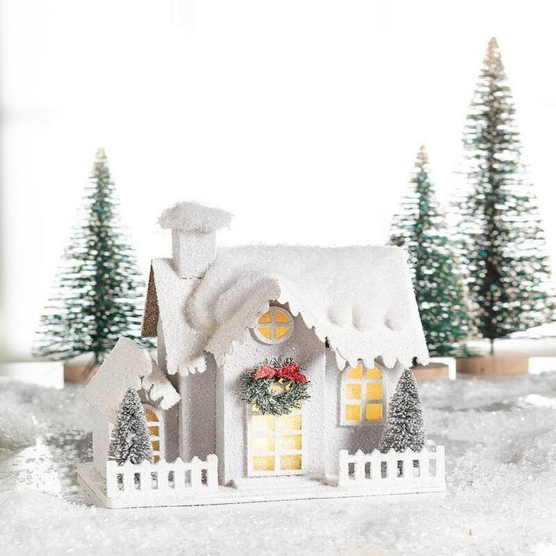 Snowy House With Led Lights Decoration