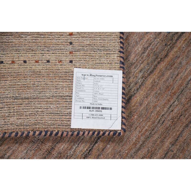 Tribal Gabbeh Indian Rug Hand-Knotted Multi-Color Wool Carpet - 3'10" x 5'8"