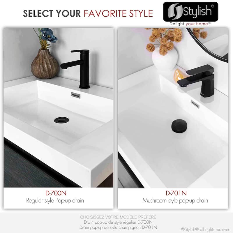 STYLISH Pop-Up Bathroom Sink Drain with Overflow D-700