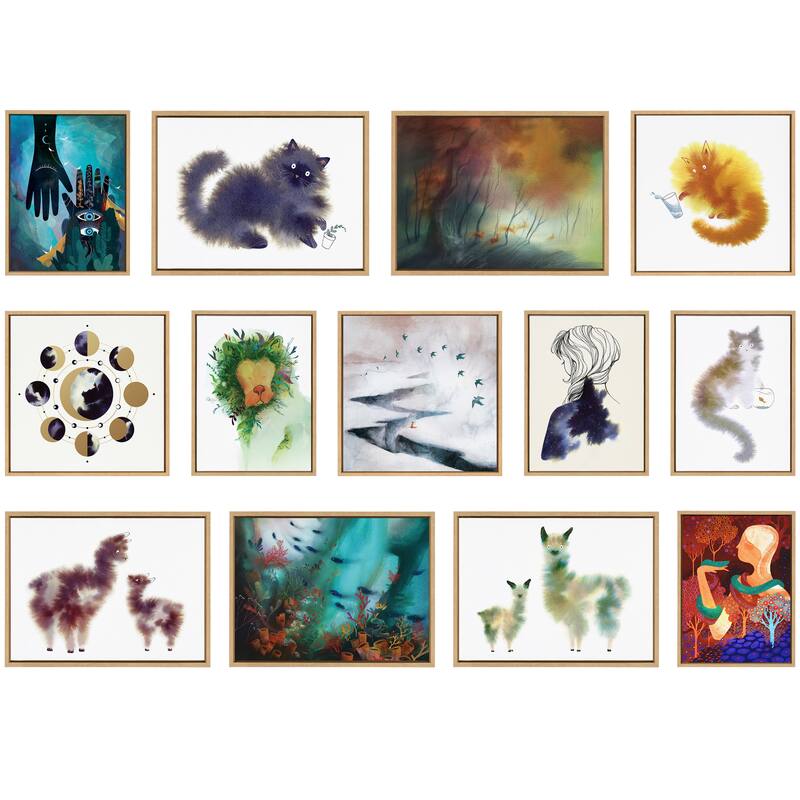 Kate and Laurel Sylvie Animal Floofs Framed Canvas by Faryn Hughes