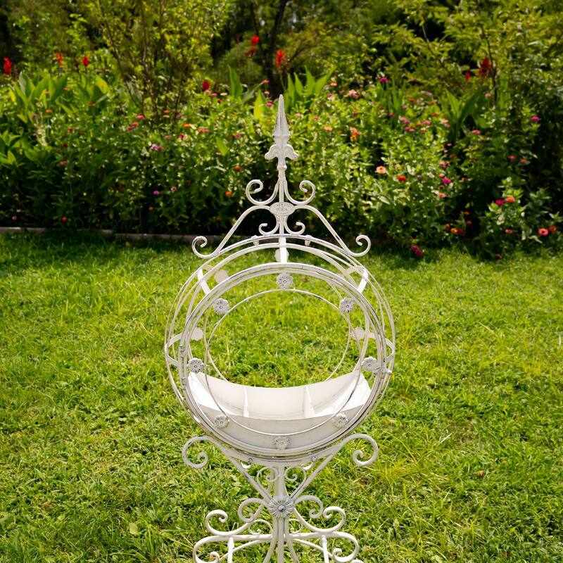 Set of 2 Tall "Tamar" Iron Planters in Antique White