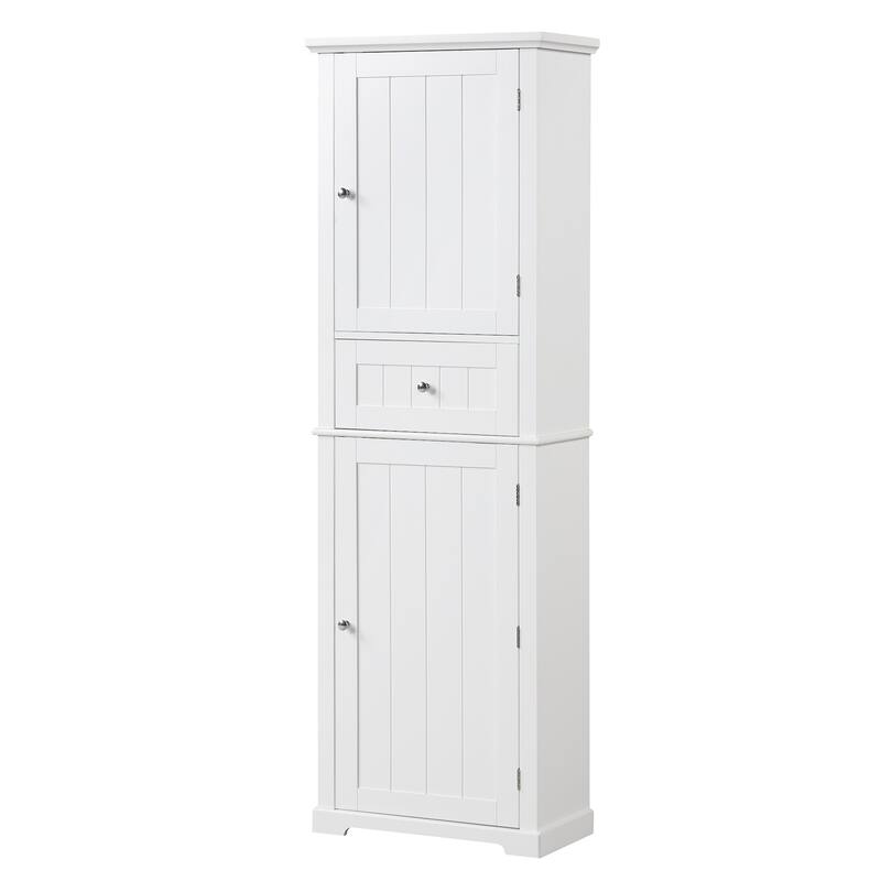 Double Door Wood Bathroom Storage Cabinet with Drawers, Shelves