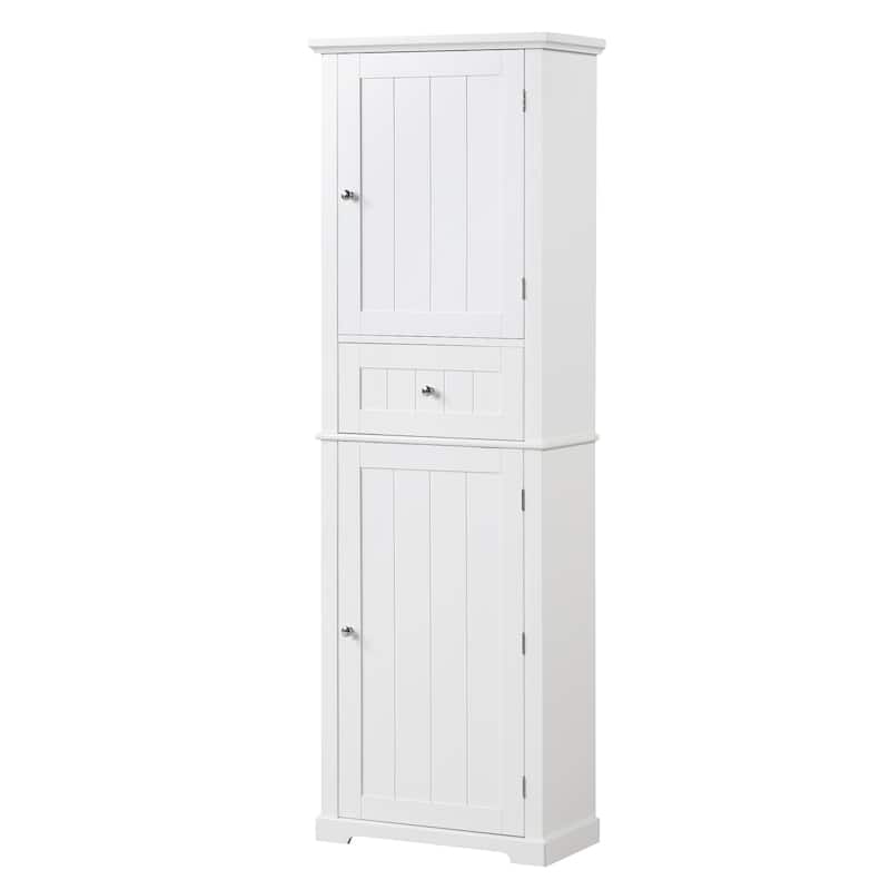 Tall Bathroom Storage Cabinet with Drawer and Adjustable Shelf