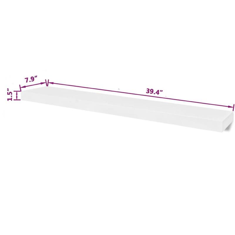 Zyno Floating Wall Shelves Set of 2, Matte White MDF Body