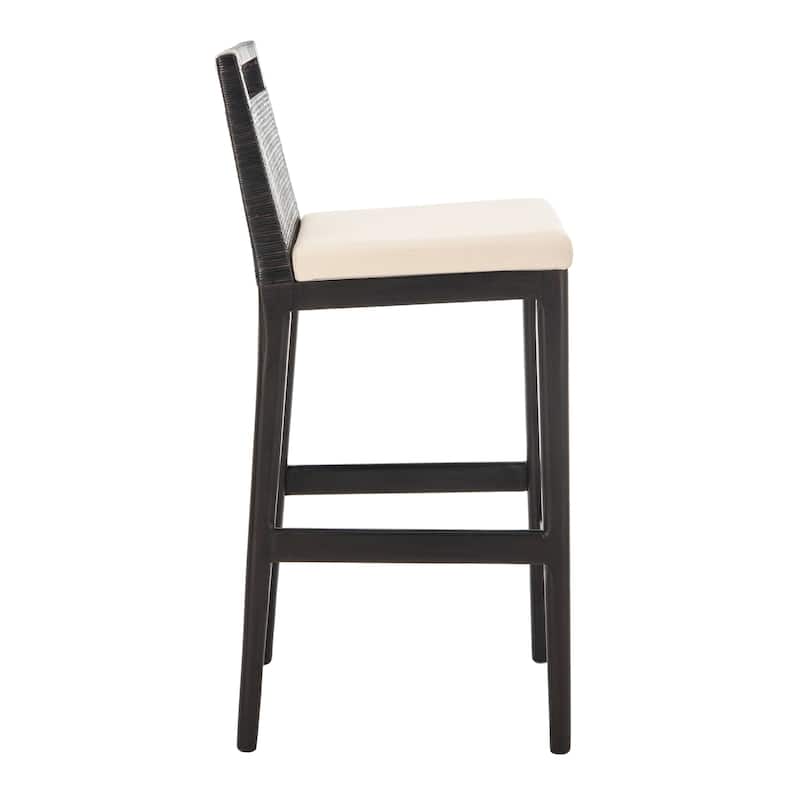 SAFAVIEH 29-inch Darin Black/ White Cushion Barstool - 15.8" x 20.5" x 38.8"