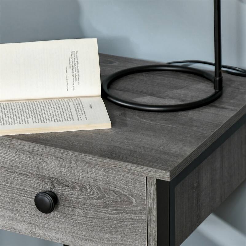 Wood End Table with Storage Shelf and with Drawer