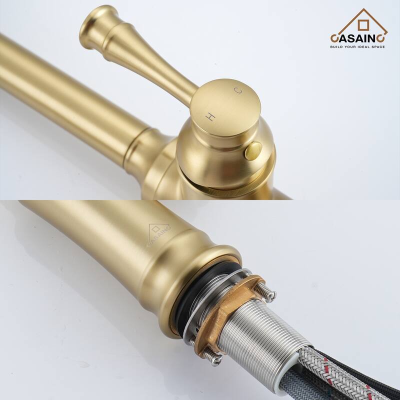Single Handle 21 in. Pull Down Sprayer Kitchen Faucet