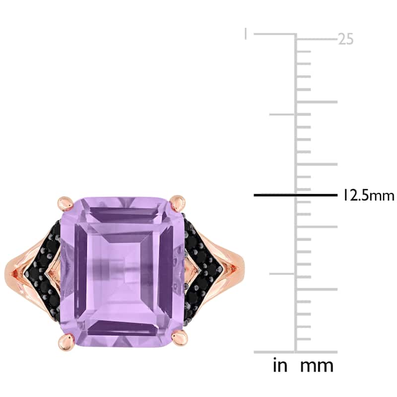 Miadora 6 1/3ct TGW Rose de France and Black Sapphire Cocktail Ring in Rose Plated Sterling Silver