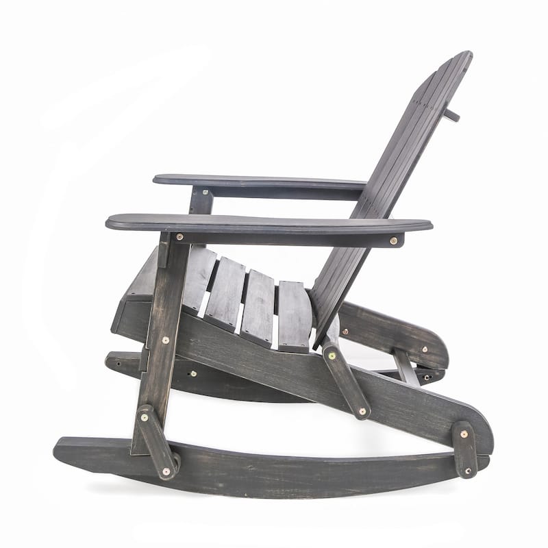 Dark Grey Wood Adirondack Outdoor Rocking Chair