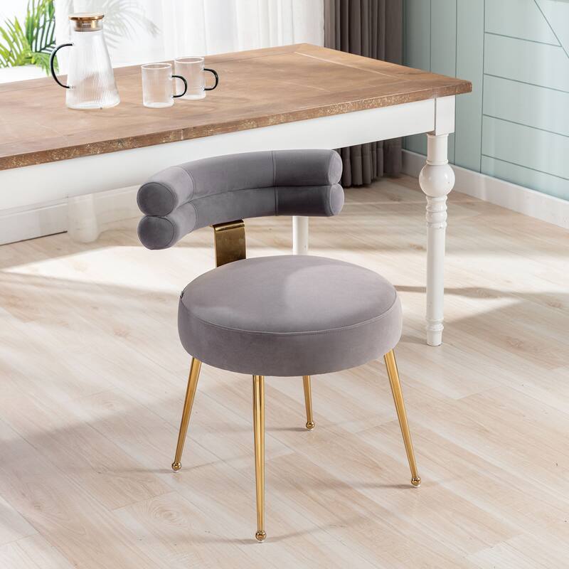 Velvet light luxury dining chairs, metal leisure chairs with backrest,sets of 2