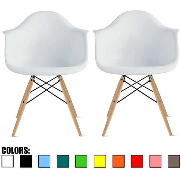 2xhome Set of 2 Designer Dining Eiffel Dowel Chairs Armchairs Matte Accent Natural Wood Retro For Kitchen Bedroom Office Molded. Opens flyout.