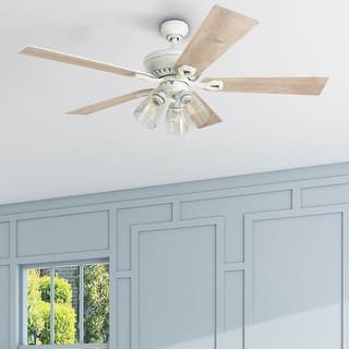 The Gray Barn Grumio Distressed White 52-inch Ceiling Fan with 5 Barnwood Blades
