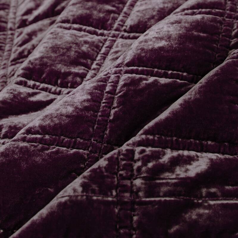 HiEnd Accents Stella Faux Silk Velvet Double Box Stitch Modern Rustic 3 Piece Quilt Set