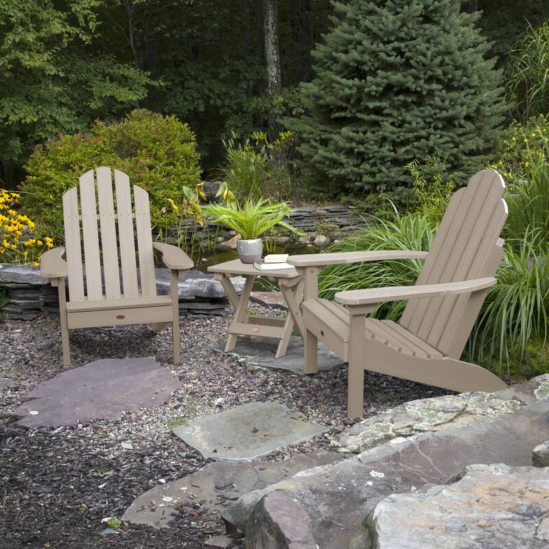 3 Piece Set Outdoor Adirondack Chairs and Folding Side Table