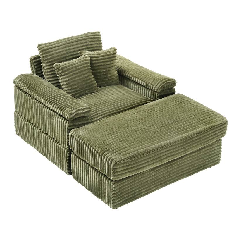 Corduroy Single Sofa+Ottoman, Cup Seats and No Cup Seats