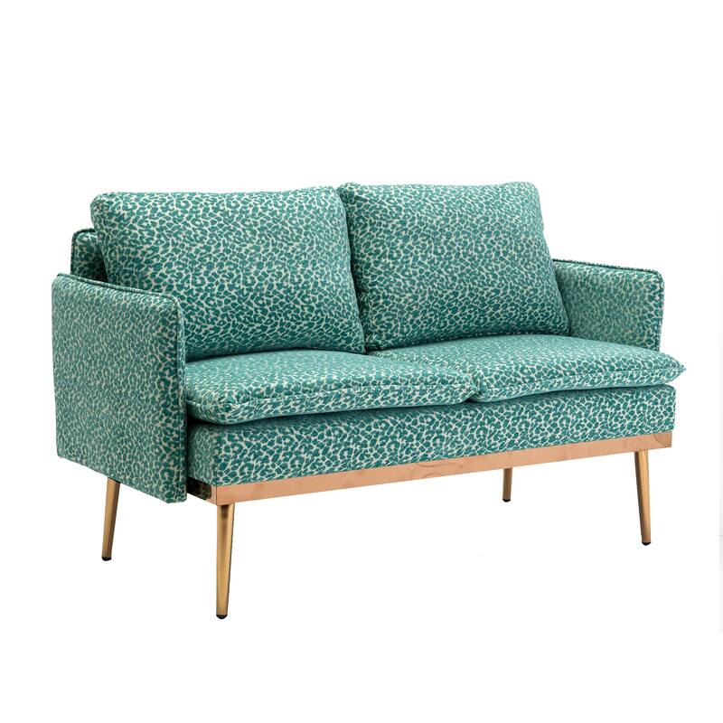 Polyester Upholstered Living Room loveseats sofa With Golden Legs