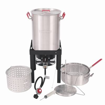 Creole Feast,Silver Aluminum Turkey Fryer Boiler Set