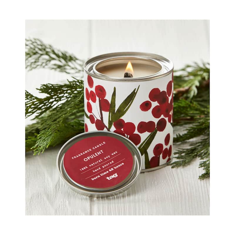 Opulent Red Tin Candle 11oz Scented Jar Candle with 48 Hour Burn Time Perfect for Everyday Use