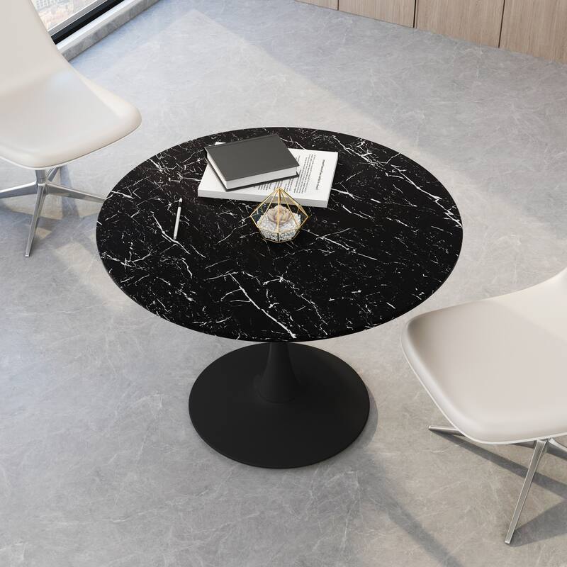 Modern Round Dining Table End Table Leisure Coffee Table with Metal Base