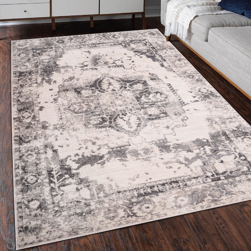 Angel Collection Cream/Grey Area Rug