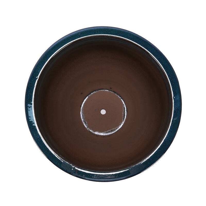 Handmade Ceramic Planter, 17 Inch Diameter, 1 Piece, Horizontal Ripples Pattern