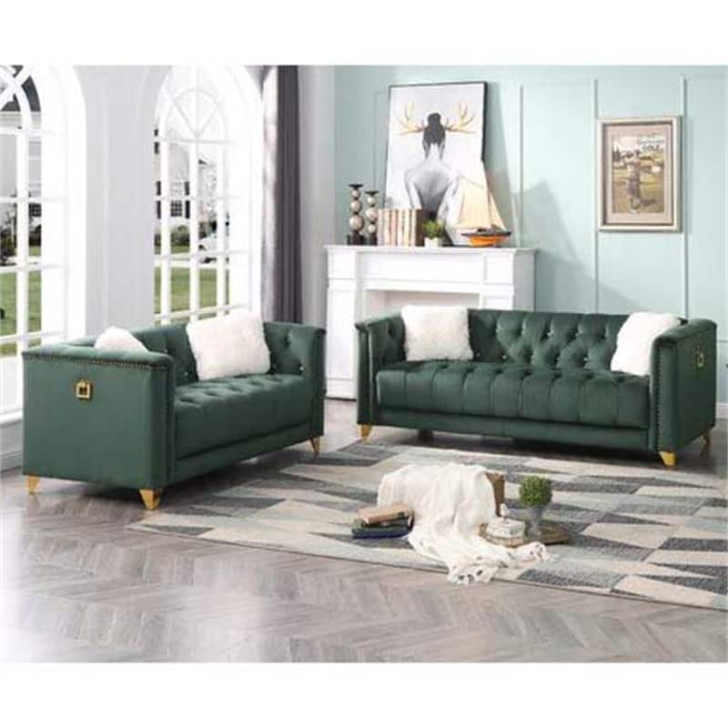 Upholstery Living Room Sofa Set in Velvet Fabric ( Set of 2 )