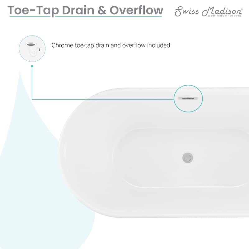 Santorini 60" Freestanding Tub Glossy White - 59.5x29.5 Center