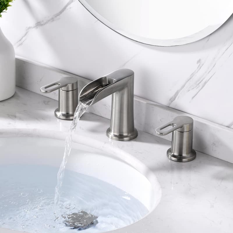 Luxier WSP16-T Waterfall Widespread Bathroom Faucet with Pop-Up Drain
