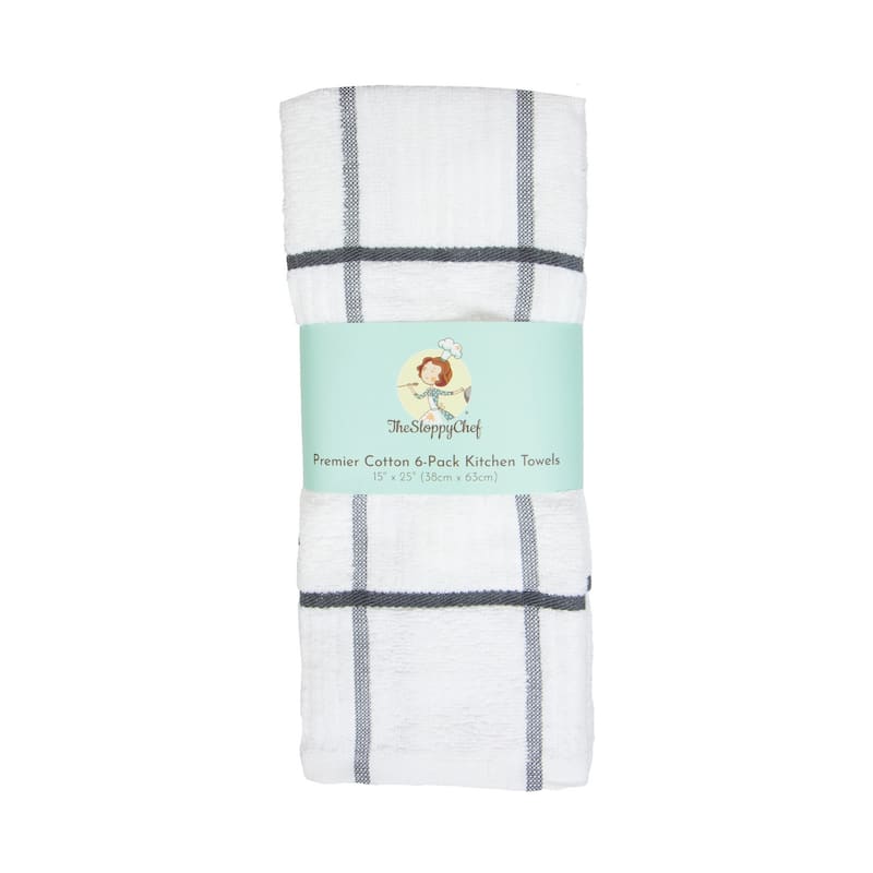 The Sloppy Chef Premier 6-Piece Windopane Kitchen Towels - 15x25