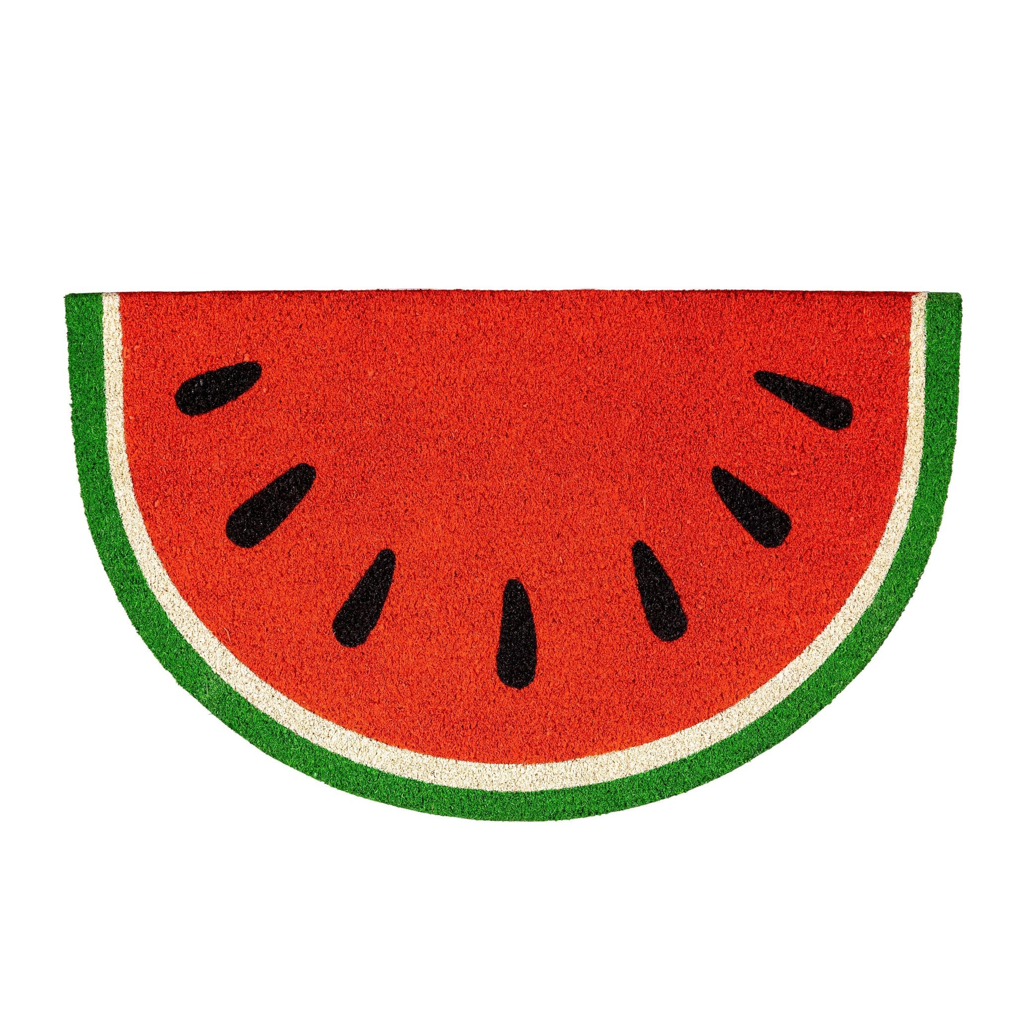 Sweet Summer Piggy Watermelon Shaped Coir Door Mat, 30" x 18" - 30" x 18"