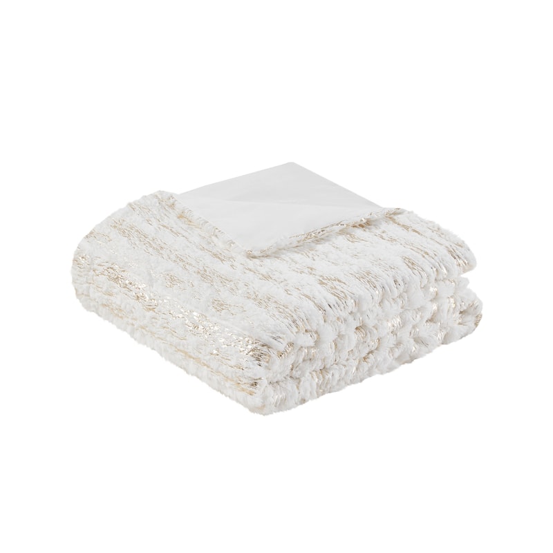 Intelligent Design Alaia Metallic Print Synthetic Fur Duvet Cover Set