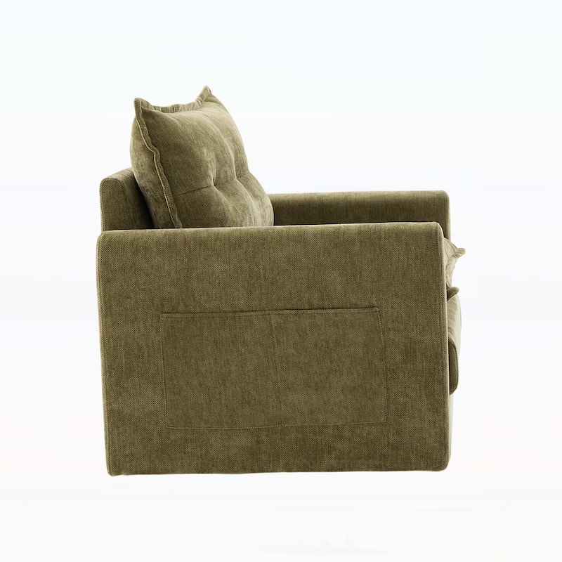 Modern Swivel Barrel Chair with Thick Padding,Metal Base,for Living Room and Bedroom