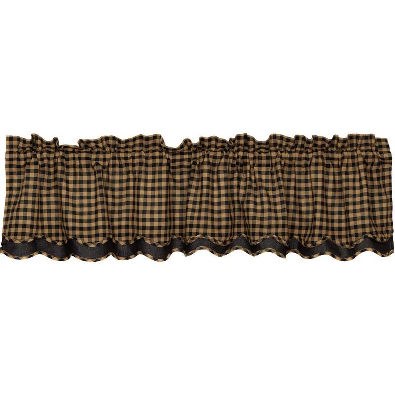 Primitive Kitchen Curtains VHC Check Valance Rod Pocket Cotton