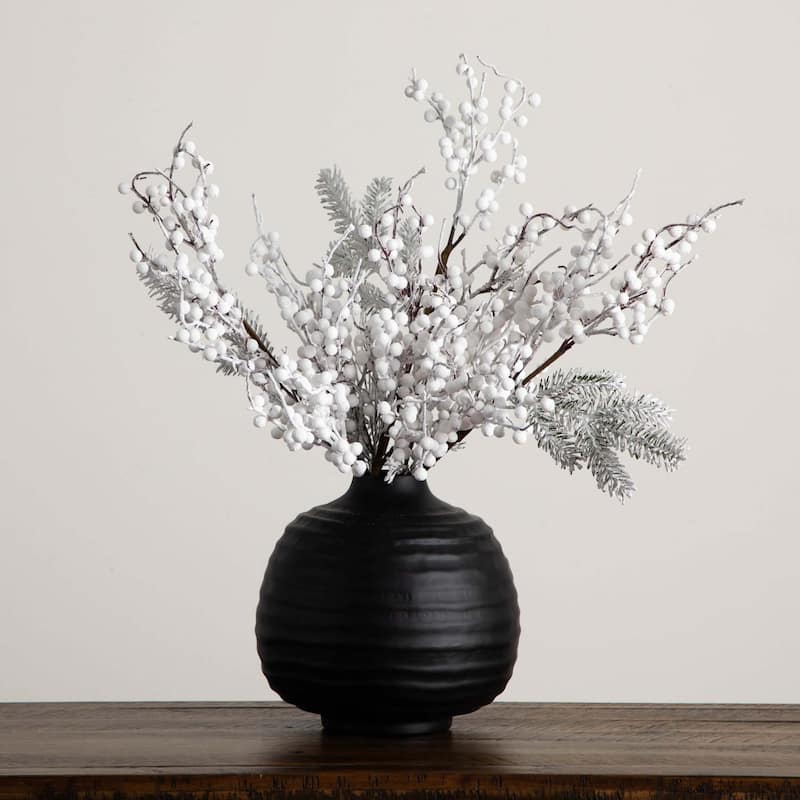 Flocked Berry Artificial Christmas Stem Sprays - 30" - White - Set of 3