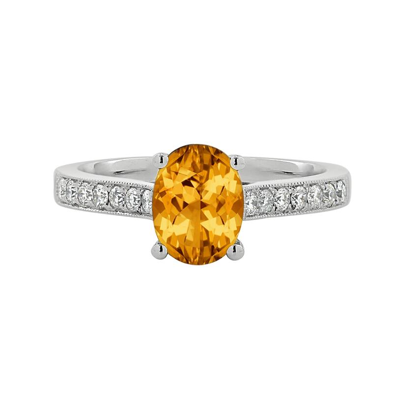 Auriya 1 1/5ct Fancy Oval Citrine and Diamond Engagement Ring 1/4ctw 14k Gold